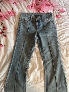 Y2K Coquette No Boundaries Women's Gray Panel-Seam Flare Jeans Size 00
